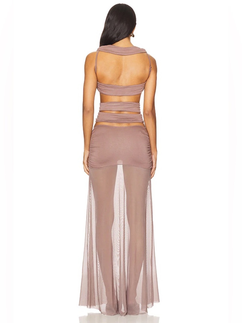 Jaded London 6am Cutout Crystal Mesh Maxi Dress In Violet — image 3 of 3